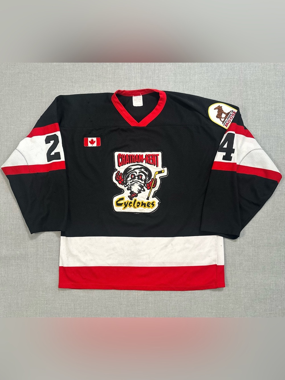 Vintage Chatham-Kent Cyclones Hockey Jersey #24 Made in Canada L